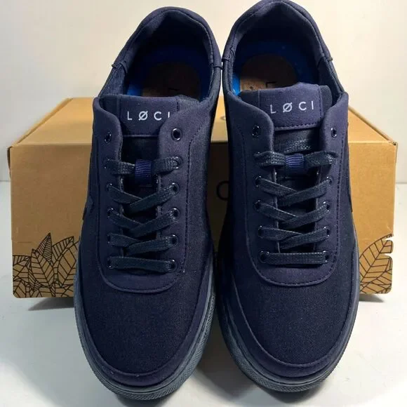 LOCI Women's Navy Nine Logo Low-Top Sneaker Shoes SZ 7.5 (38) NEW - Picture 2 of 7